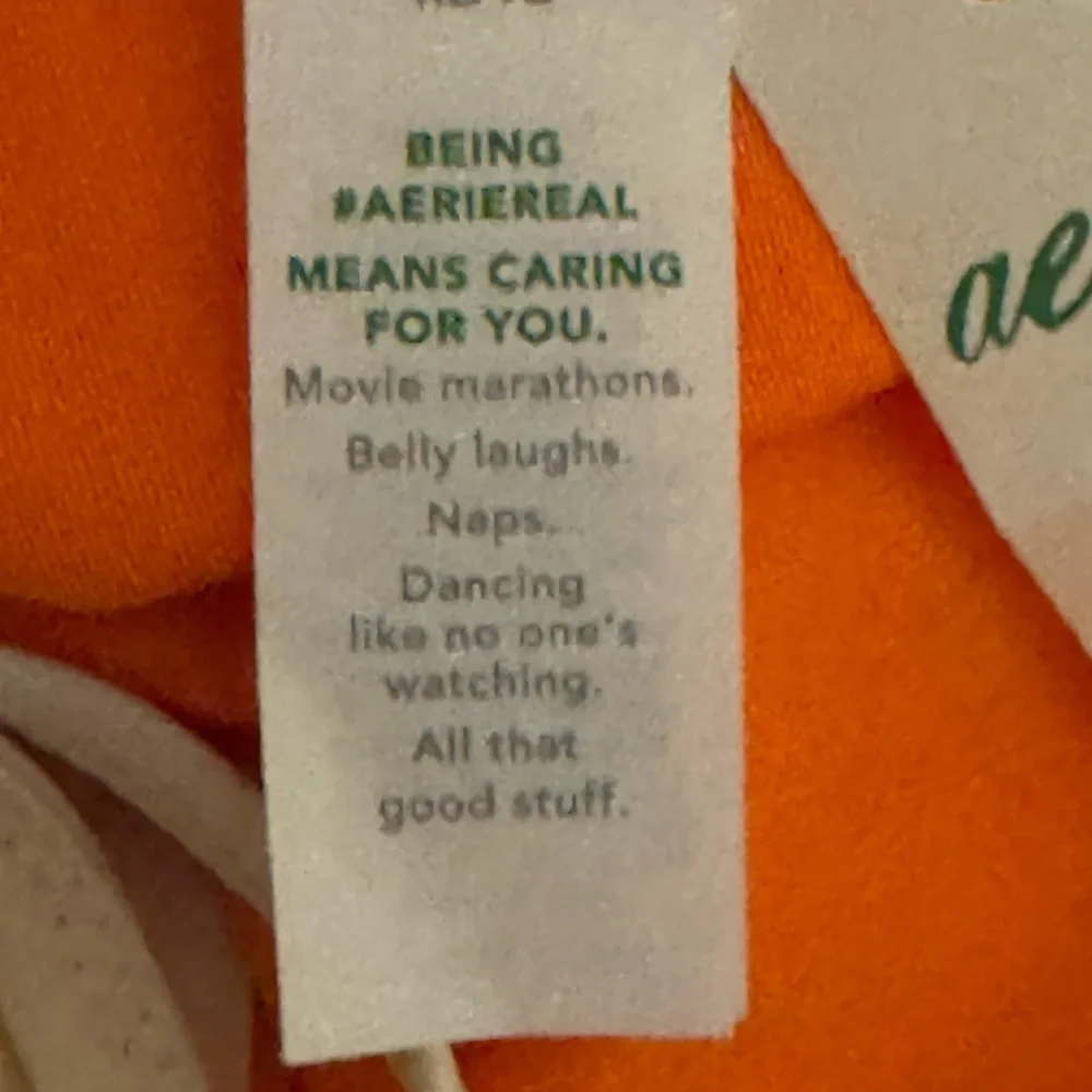AA-272 Aerie NWT Cheekiest Side Tie Orange &‎ White Ribbed Swim Bikini Bottoms